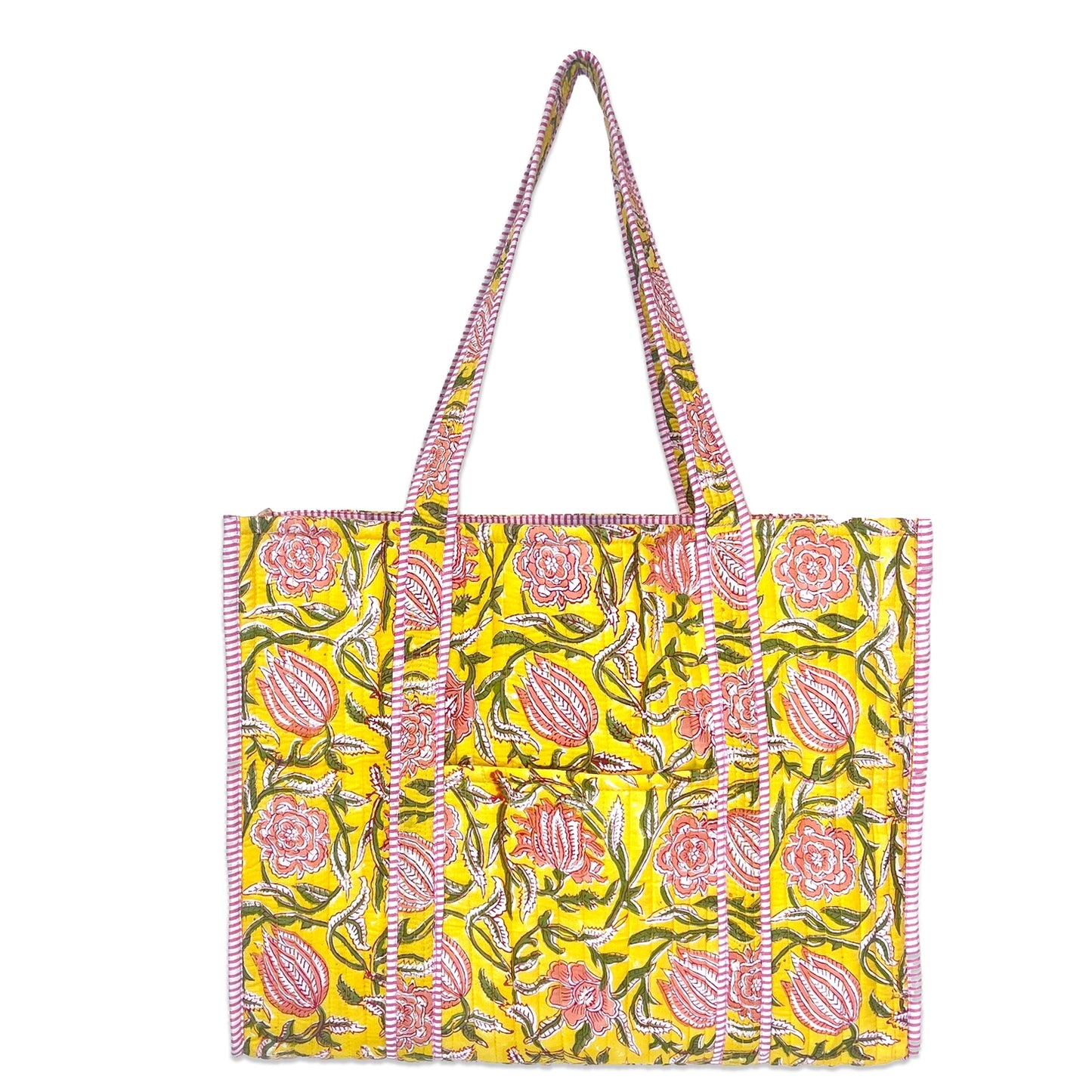 Quilted Block-Printed Tote